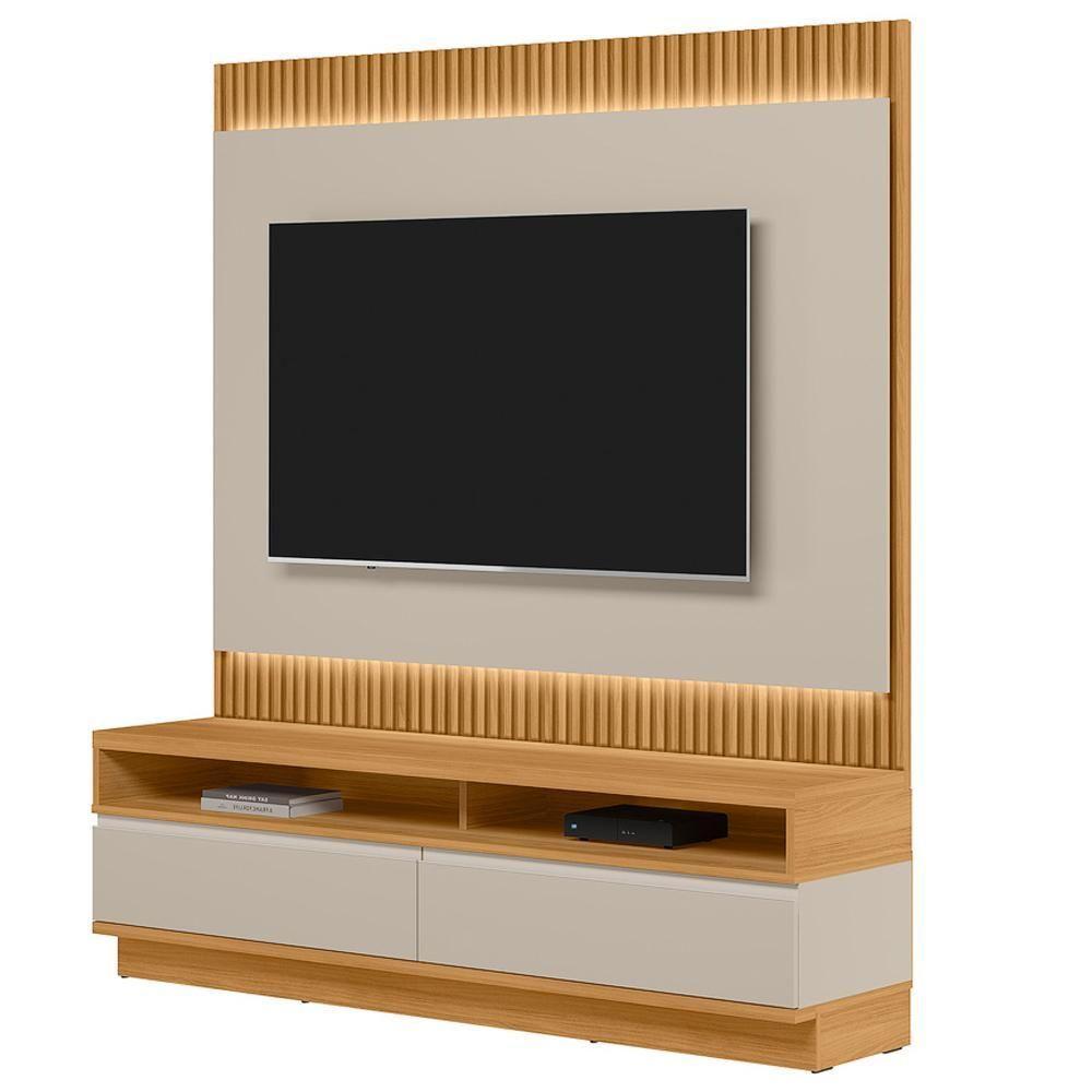 Rack Para Sala Com Painel Para Tv 70 Pol Led 180cm Spencer L05 Tauari Off White Fosco - Lyam Decor - 7