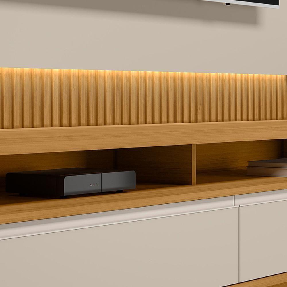 Rack Para Sala Com Painel Para Tv 70 Pol Led 180cm Spencer L05 Tauari Off White Fosco - Lyam Decor - 8