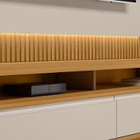 Rack Para Sala Com Painel Para Tv 70 Pol Led 180cm Spencer L05 Tauari Off White Fosco - Lyam Decor - 8