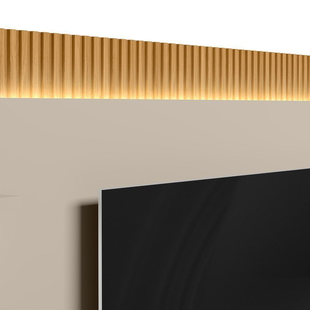 Rack Para Sala Com Painel Para Tv 70 Pol Led 297cm Spencer L05 Tauari Off White Fosco - Lyam Decor - 4