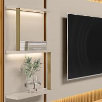 Rack Para Sala Com Painel Para Tv 70 Pol Led 297cm Spencer L05 Tauari Off White Fosco - Lyam Decor - 3
