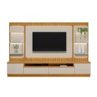 Rack Para Sala Com Painel Para Tv 70 Pol Led 297cm Spencer L05 Tauari Off White Fosco - Lyam Decor - 6