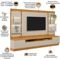 Rack Para Sala Com Painel Para Tv 70 Pol Led 297cm Spencer L05 Tauari Off White Fosco - Lyam Decor - 7