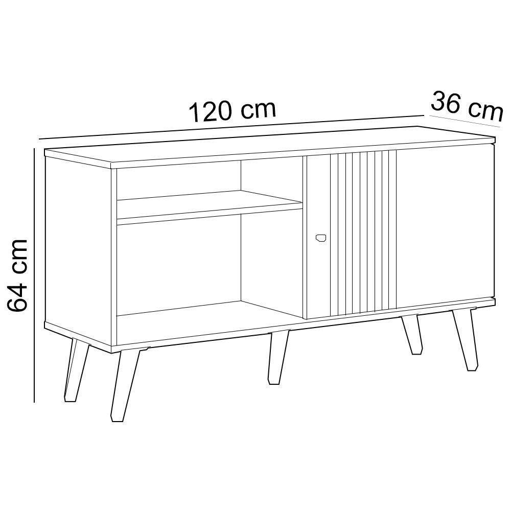 Rack Para Sala De Estar Tv 50 Pol 120cm Pés Palito Odem L05 Nature Off White - Lyam Decor - 5