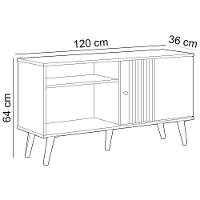 Rack Para Sala De Estar Tv 50 Pol 120cm Pés Palito Odem L05 Nature Off White - Lyam Decor - 5
