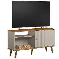 Rack Para Sala De Estar Tv 50 Pol 120cm Pés Palito Odem L05 Nature Off White - Lyam Decor - 6