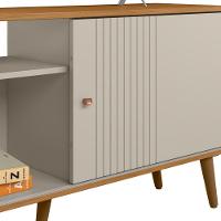 Rack Para Sala De Estar Tv 50 Pol 120cm Pés Palito Odem L05 Nature Off White - Lyam Decor - 7