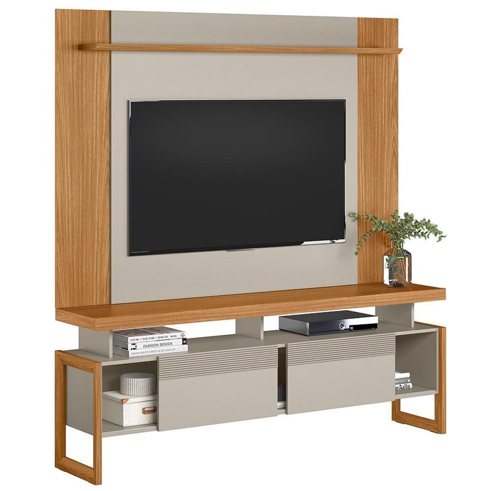 Rack Para Sala Com Painel Para Tv 55 Pol Esmirna L05 Nature Off White - Lyam Decor - 1