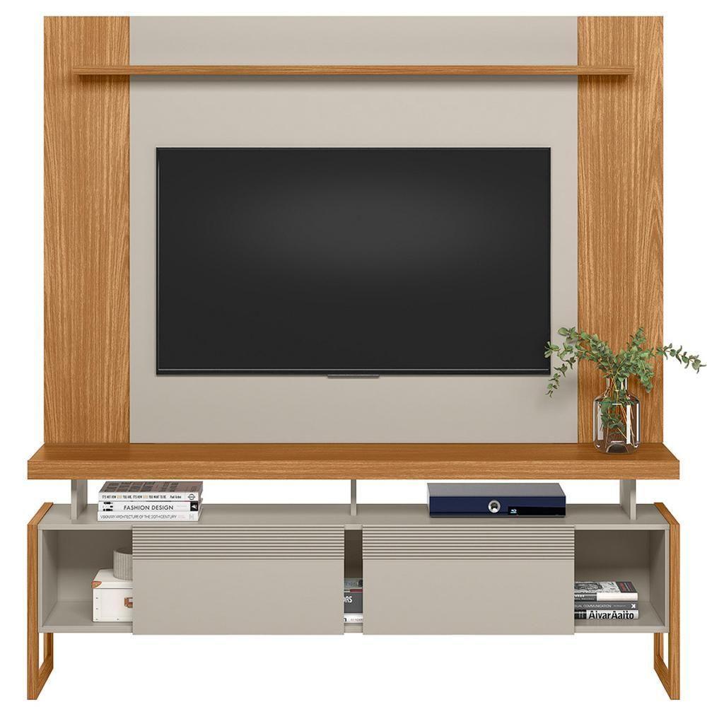 Rack Para Sala Com Painel Para Tv 55 Pol Esmirna L05 Nature Off White - Lyam Decor - 3