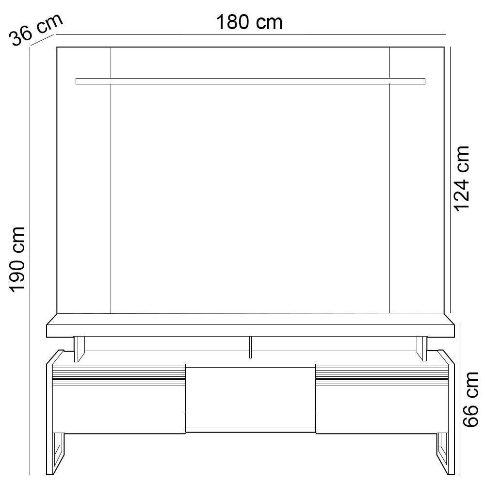 Rack Para Sala Com Painel Para Tv 55 Pol Esmirna L05 Nature Off White - Lyam Decor - 5