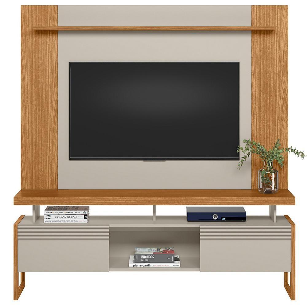 Rack Para Sala Com Painel Para Tv 55 Pol Esmirna L05 Nature Off White - Lyam Decor - 6