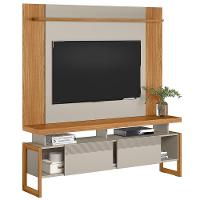 Rack Para Sala Com Painel Para Tv 55 Pol Esmirna L05 Nature Off White - Lyam Decor - 1