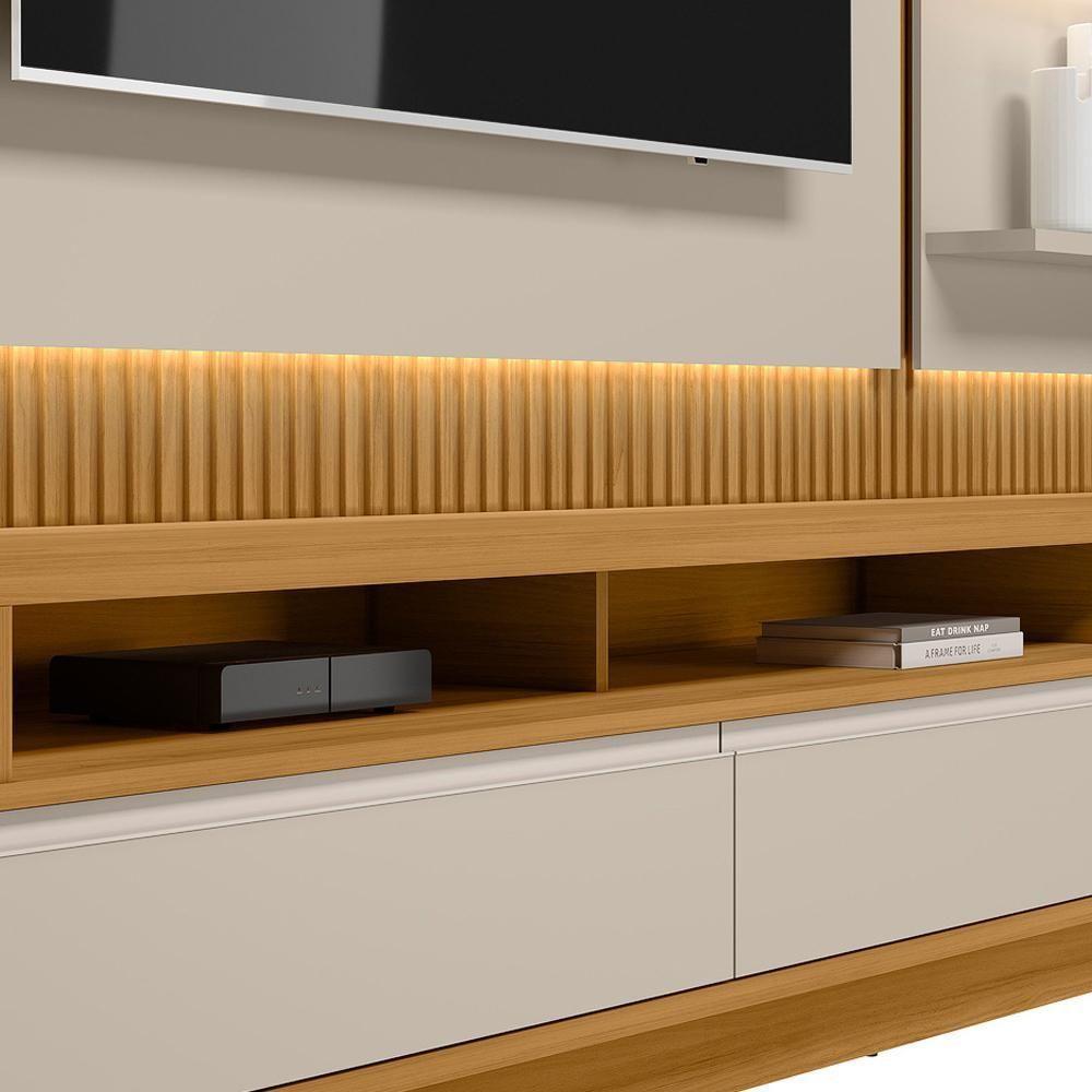 Rack Para Sala Com Painel Para Tv 70 Pol Led 238cm Spencer L05 Tauari Off White Fosco - Lyam Decor - 9