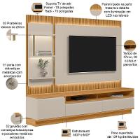 Rack Para Sala Com Painel Para Tv 70 Pol Led 238cm Spencer L05 Tauari Off White Fosco - Lyam Decor