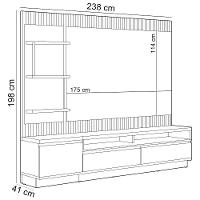 Rack Para Sala Com Painel Para Tv 70 Pol Led 238cm Spencer L05 Tauari Off White Fosco - Lyam Decor - 5