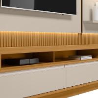 Rack Para Sala Com Painel Para Tv 70 Pol Led 238cm Spencer L05 Tauari Off White Fosco - Lyam Decor - 9