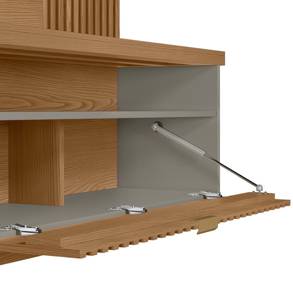 Painel Para Tv 65 Pol Com Bancada Suspensa Zemo L05 Amêndoa Titanio - Lyam Decor - 7