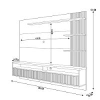 Painel Para Tv 65 Pol Com Bancada Suspensa Zemo L05 Amêndoa Titanio - Lyam Decor - 5