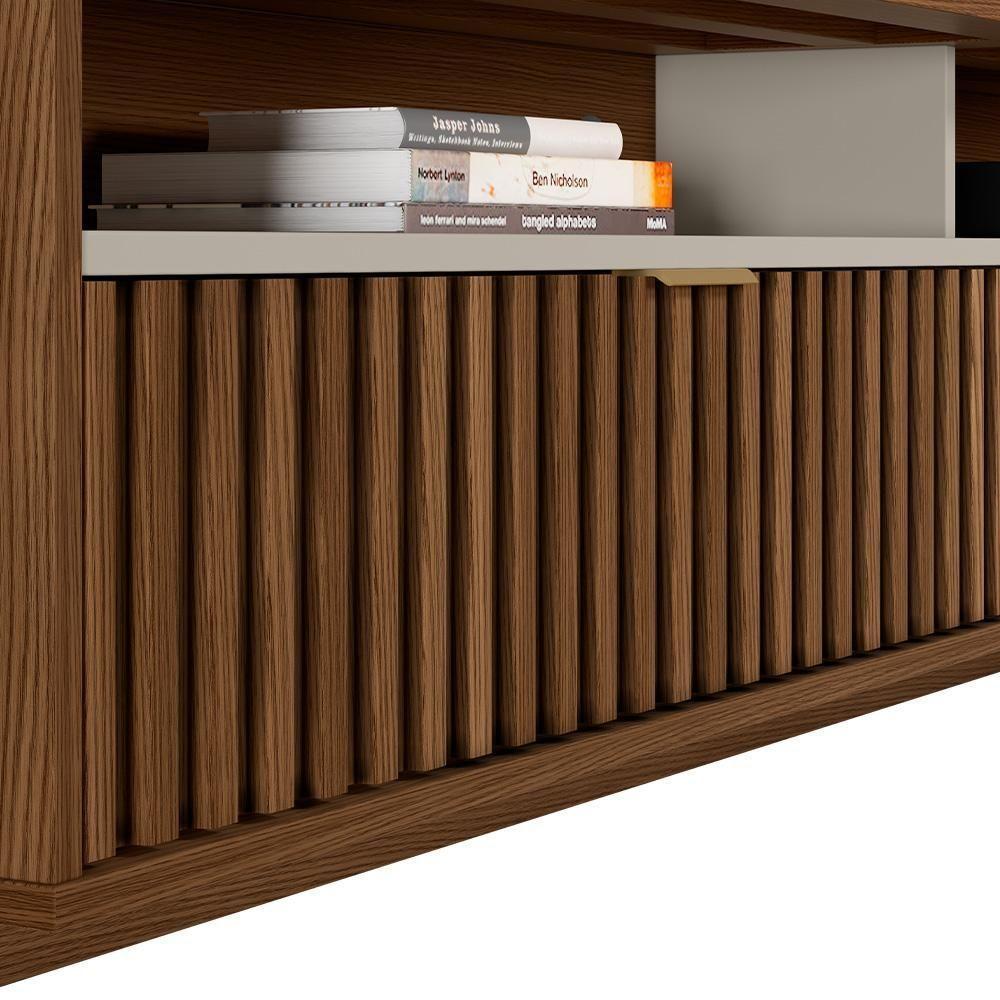 Painel Para Tv 65 Pol Com Bancada Suspensa Zemo L05 Freijó Off White - Lyam Decor - 7