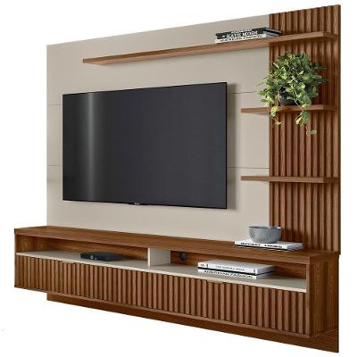 Painel Para Tv 65 Pol Com Bancada Suspensa Zemo L05 Freijó Off White - Lyam Decor