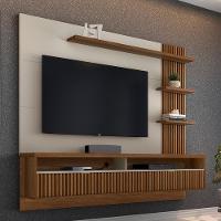 Painel Para Tv 65 Pol Com Bancada Suspensa Zemo L05 Freijó Off White - Lyam Decor - 2
