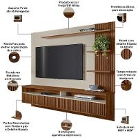 Painel Para Tv 65 Pol Com Bancada Suspensa Zemo L05 Freijó Off White - Lyam Decor