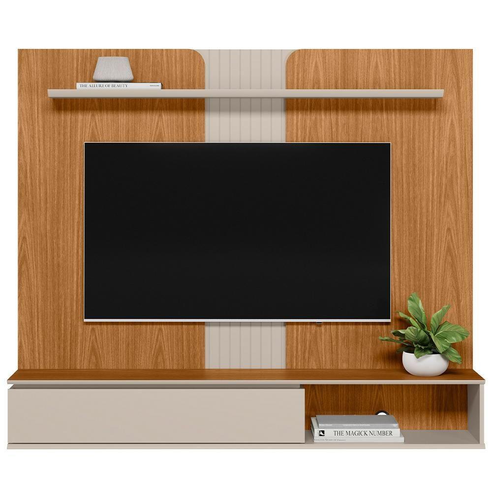 Painel Para Tv 65 Pol Com Bancada Suspensa New L05 Nature Off White - Lyam Decor - 3