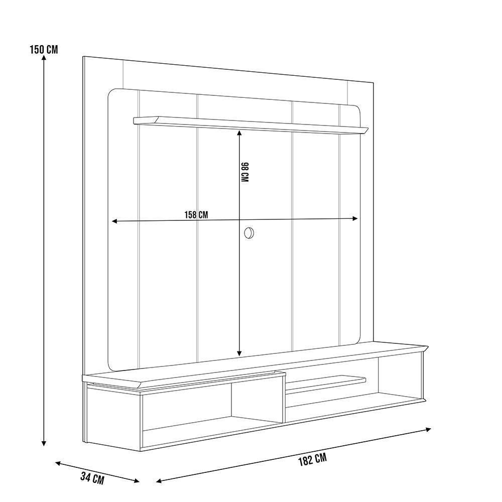 Painel Para Tv 65 Pol Com Bancada Suspensa Eros L05 Nature Off White - Lyam Decor - 5