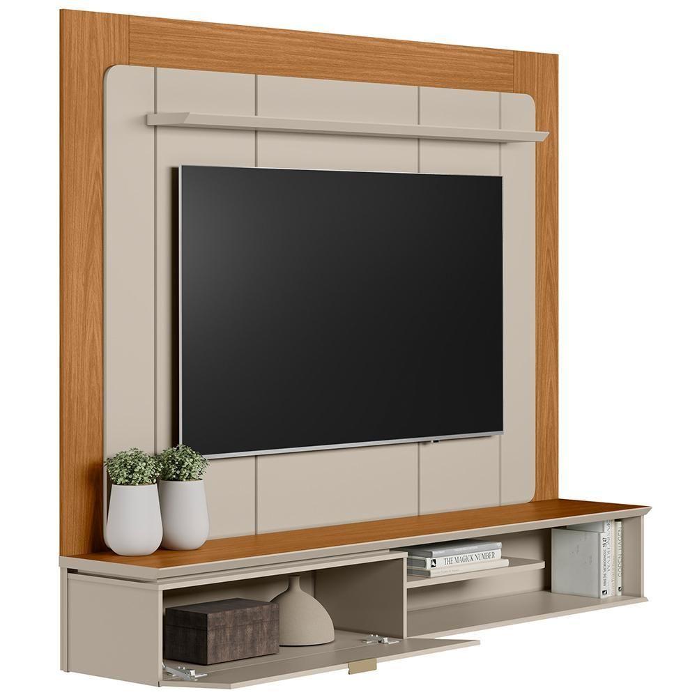 Painel Para Tv 65 Pol Com Bancada Suspensa Eros L05 Nature Off White - Lyam Decor - 6