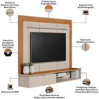 Painel Para Tv 65 Pol Com Bancada Suspensa Eros L05 Nature Off White - Lyam Decor