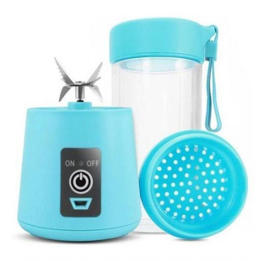 Mini Liquidificador Portátil Usb Recarregável 6 Laminas Azul - 3