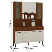 Kit Cozinha 8 Portas E Gavetas Savona Ripado / Off White / Nogueira - 3