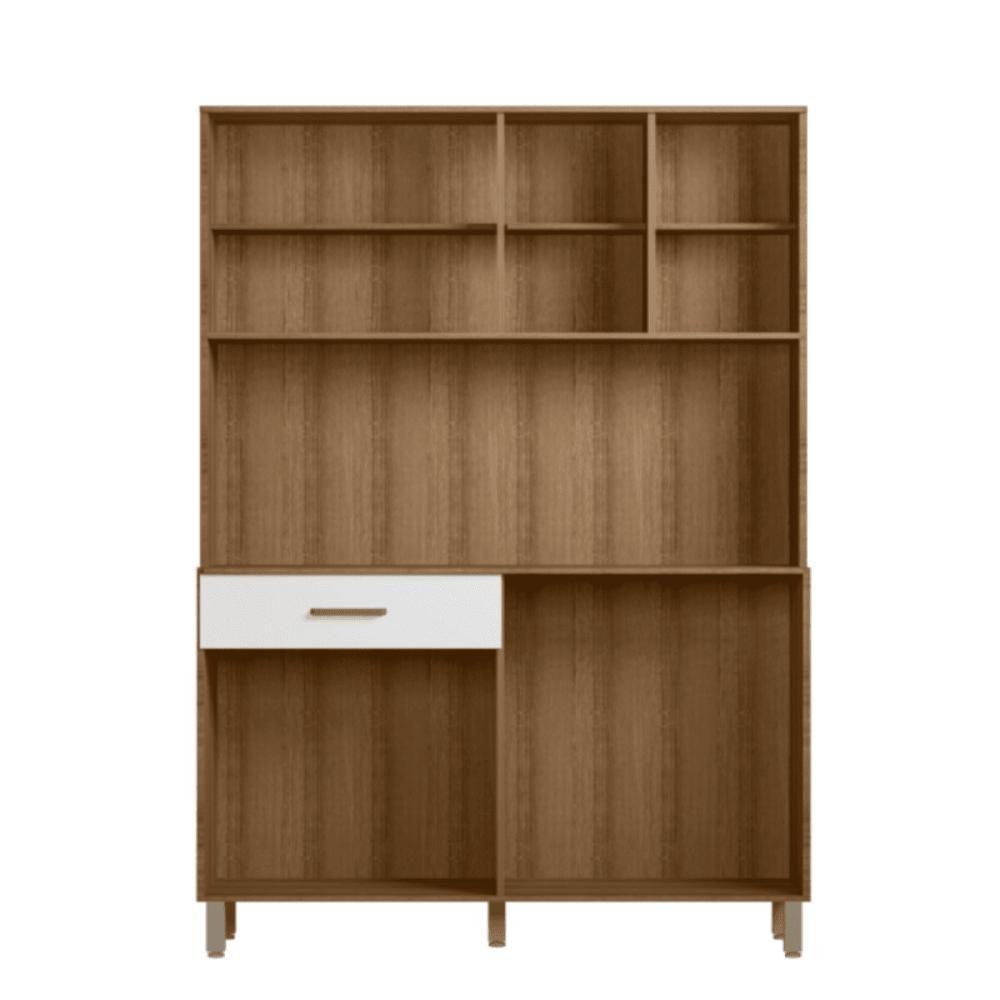 Kit Cozinha Viena Completa Com Armários Estantes E Nichos Para Utensílios E Eletrodomésticos Branco Ripado - 3