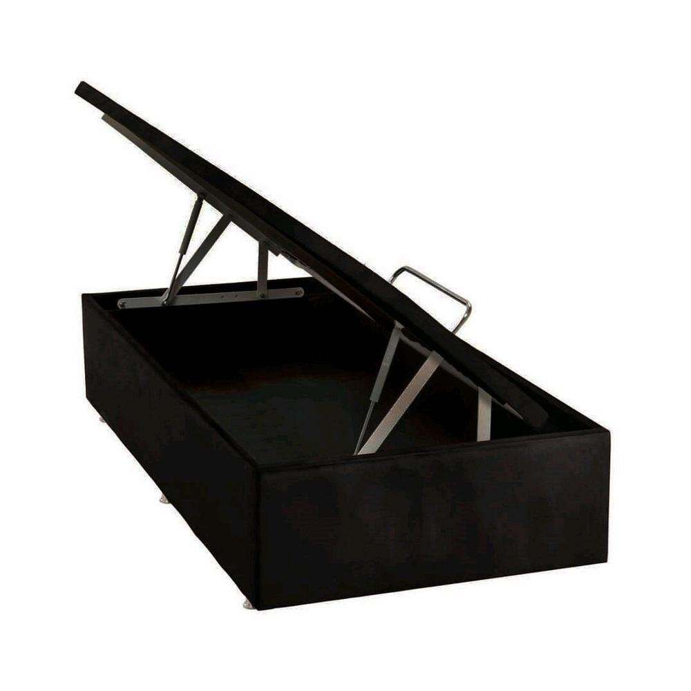 Base Baú Camurça Preto Solteiro (88X188X39) - Ortobom - 1