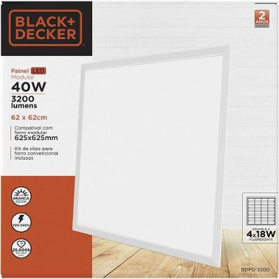 Painel Led Slim Embutir 12w 6500k Quadrado Black + Decker