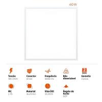 Painel Led Modular Embutir 62x62cm 40w 4000k Black + Decker Luz Amarela Neutra 3200lm Bivolt Branco - 3