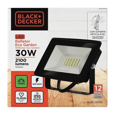 Refletor Led Eco Garden Verde Biv 30w 2100lm Black + Decker