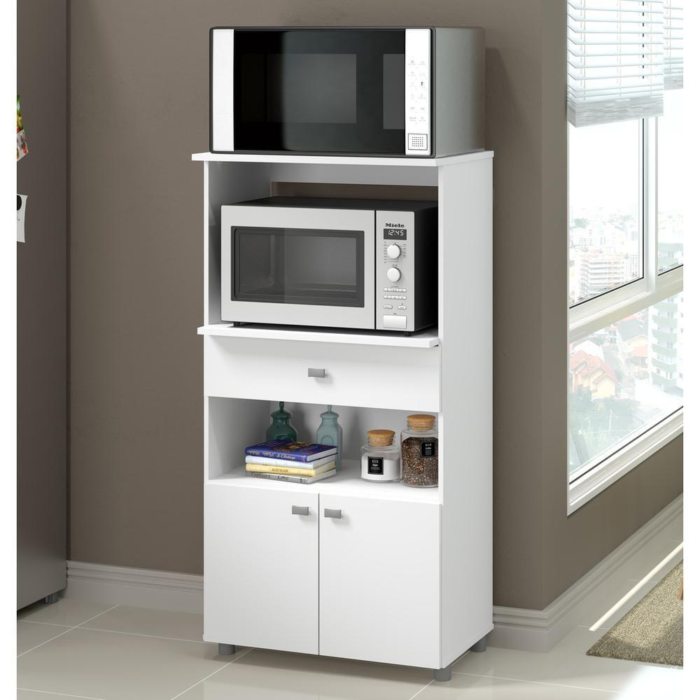 Balcão Para Forno E Microondas Multimóveis 2 Portas 1 Gaveta Branco - 8