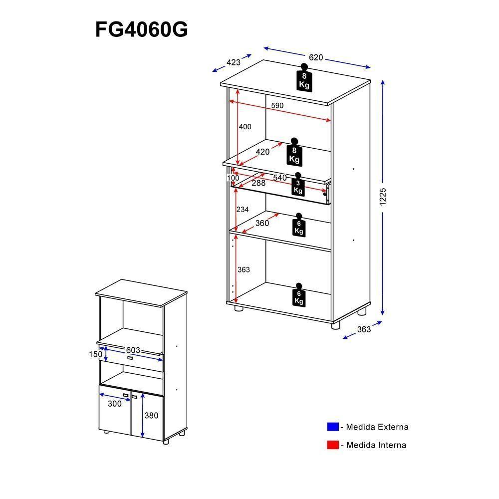 Balcão Para Forno E Microondas Multimóveis 2 Portas 1 Gaveta Branco - 9