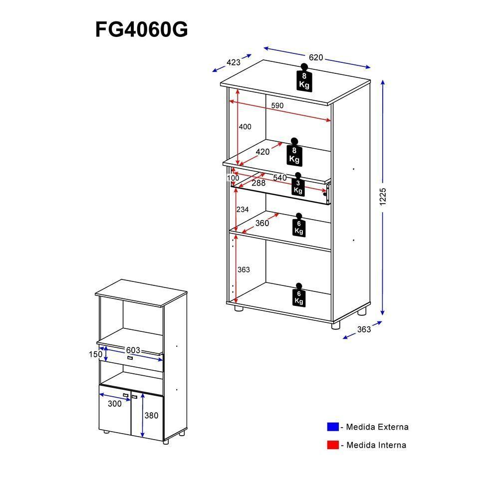 Balcão Para Forno E Microondas Multimóveis 2 Portas 1 Gaveta Branco - 10