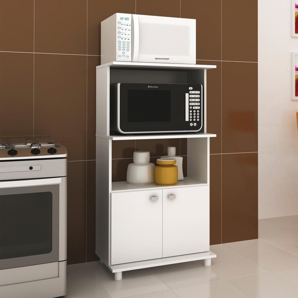 Balcão Para Forno E Microondas Com 2 Portas Cr20004 Branco - 1