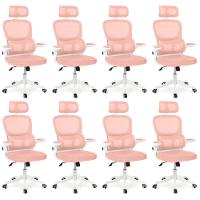 Kit 8 Cadeiras De Escritório Executiva Viena Com Regulagem De Altura - Rosa - 1