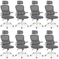 Kit 8 Cadeiras De Escritório Executiva Viena Com Regulagem De Altura - Cinza - 1