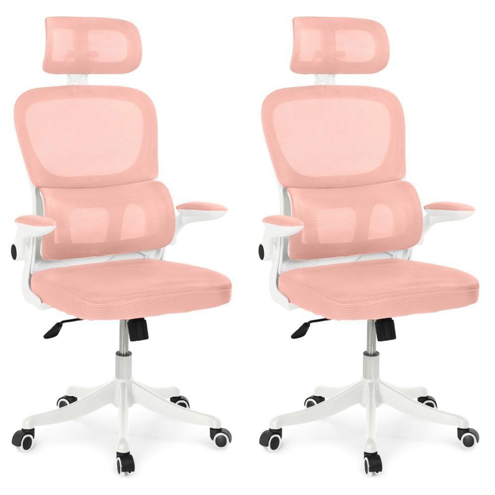 Kit 2 Cadeiras De Escritório Executiva Viena Com Regulagem De Altura - Rosa - 1