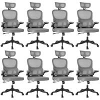 Kit 8 Cadeiras De Escritório Executiva Viena Com Regulagem De Altura - Cinza/preto - 1