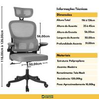 Kit 8 Cadeiras De Escritório Executiva Viena Com Regulagem De Altura - Cinza/preto - 9