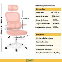 Cadeira De Escritório Giratória Executiva Viena Com Regulagem De Altura - Rosa - 3