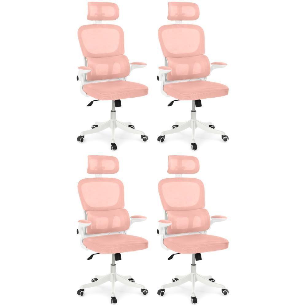 Kit 4 Cadeiras De Escritório Executiva Viena Com Regulagem De Altura - Rosa - 1
