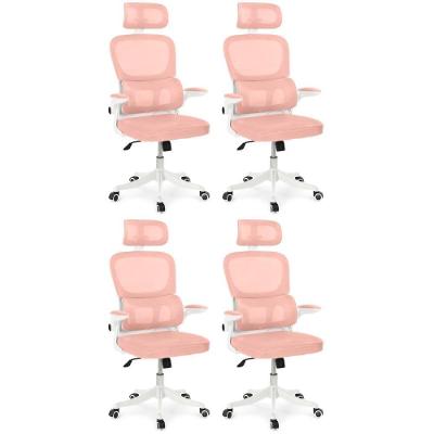 Kit 4 Cadeiras De Escritório Executiva Viena Com Regulagem De Altura - Rosa
