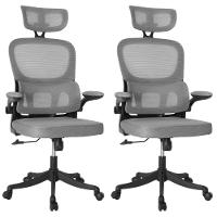 Kit 2 Cadeiras De Escritório Executiva Viena Com Regulagem De Altura - Cinza/preto - 1